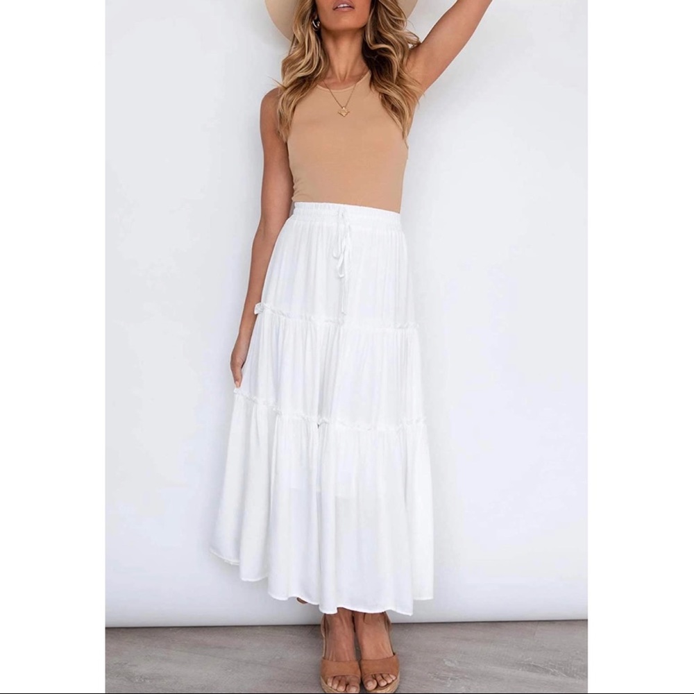 White Boho Maxi Skirt